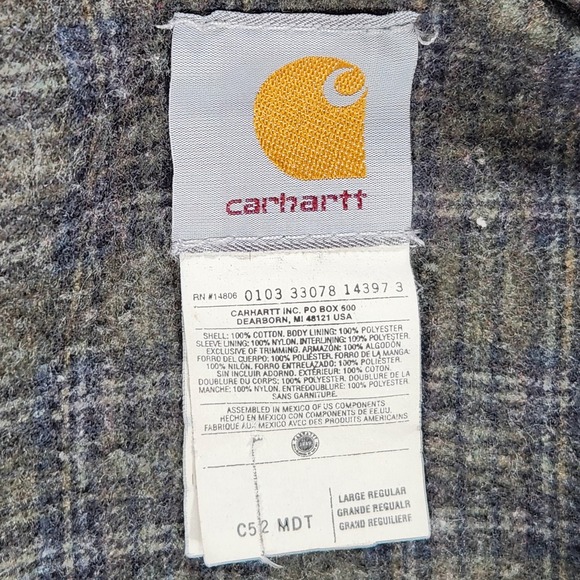 Vintage Carhartt Jacket Mens Large Blue Blanket Lined Chore Work Coat C52 MDT - Picture 3 of 14